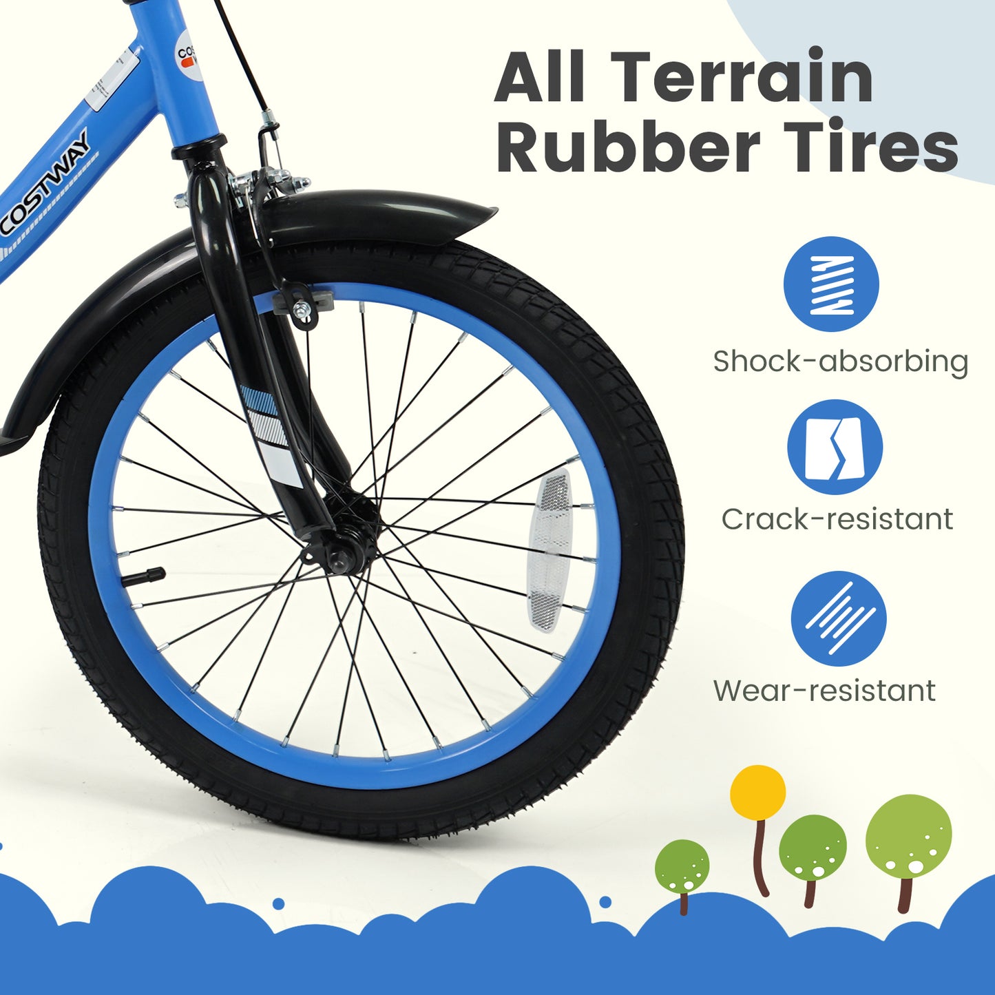 12/14/16/18 Inches Kids Bike with Removable Training Wheels and Adjustable Seatfor 3-8 Years Old Navy-18 inches