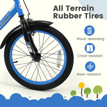 12/14/16/18 Inches Kids Bike with Removable Training Wheels and Adjustable Seatfor 3-8 Years Old Navy-18 inches
