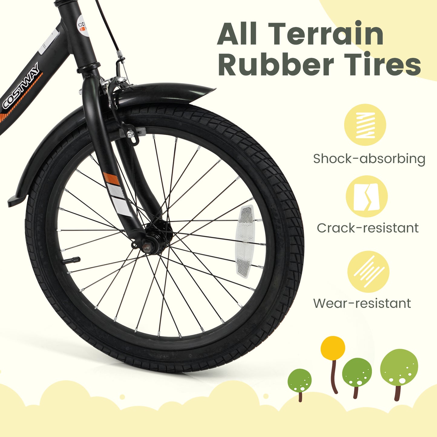 12/14/16/18 Inches Kids Bike with Removable Training Wheels and Adjustable Seatfor 3-8 Years Old Black-18 inches