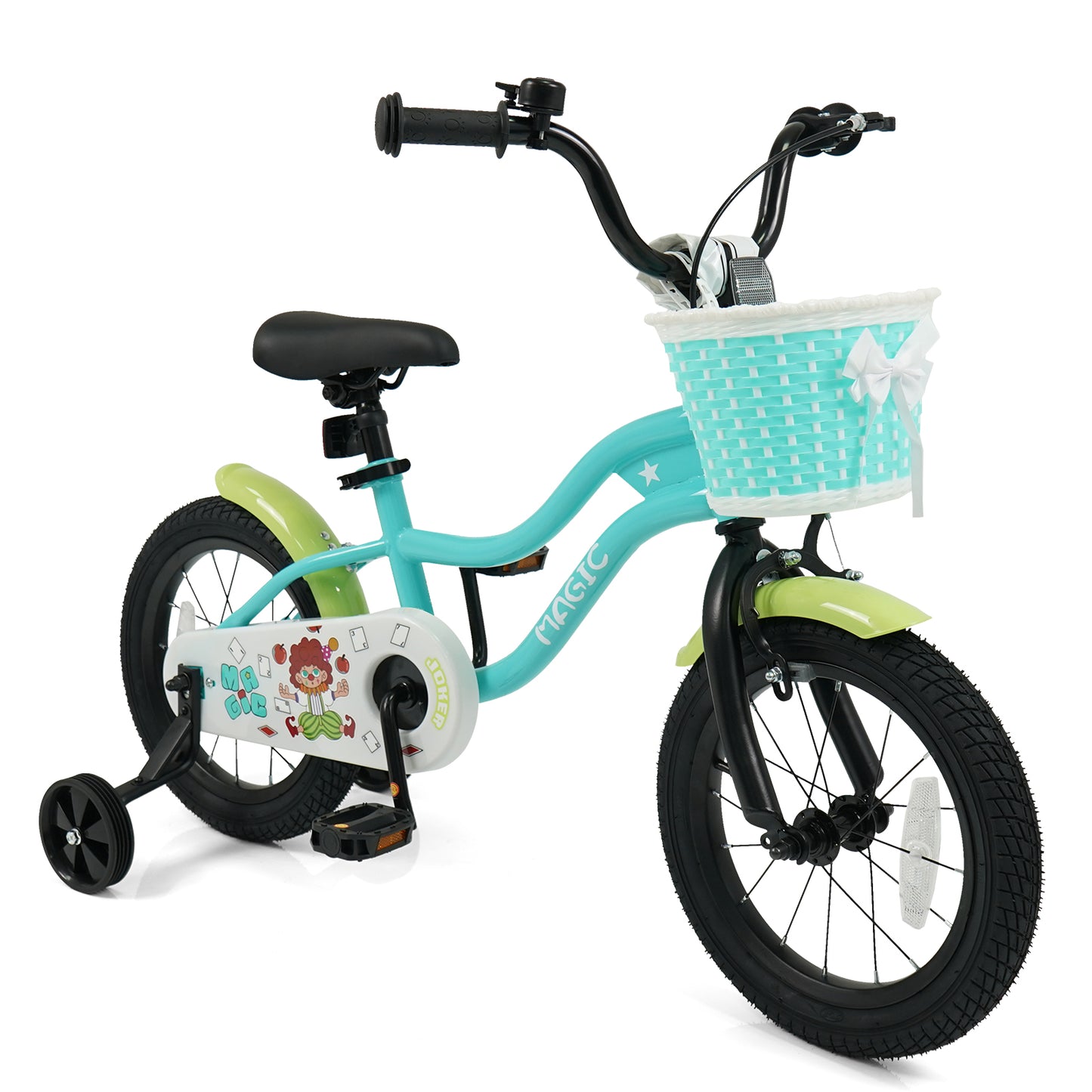 12/14/16 Inch Kids Bike with Training Wheels and Basket Green Color-14