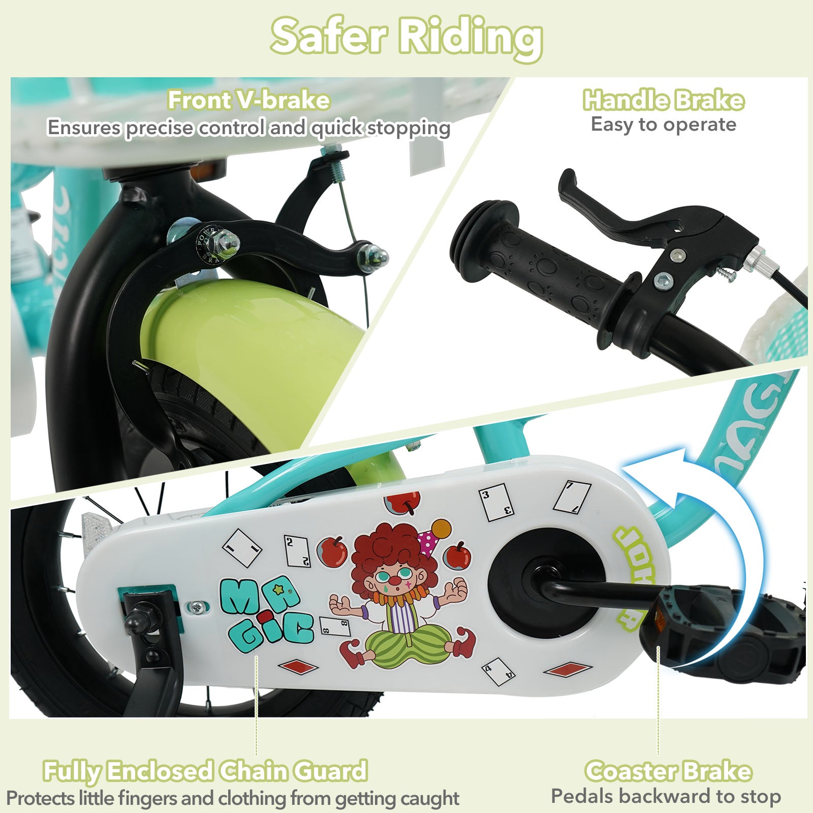 12/14/16 Inch Kids Bike with Training Wheels and Basket Green Color-12