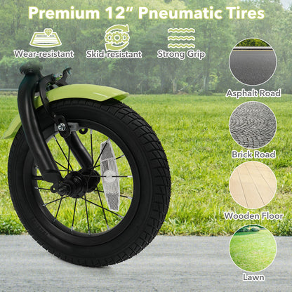 12/14/16 Inch Kids Bike with Training Wheels and Basket Green Color-12