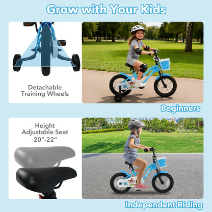 12/14/16 Inch Kids Bike with Training Wheels and Basket Navy Color-14