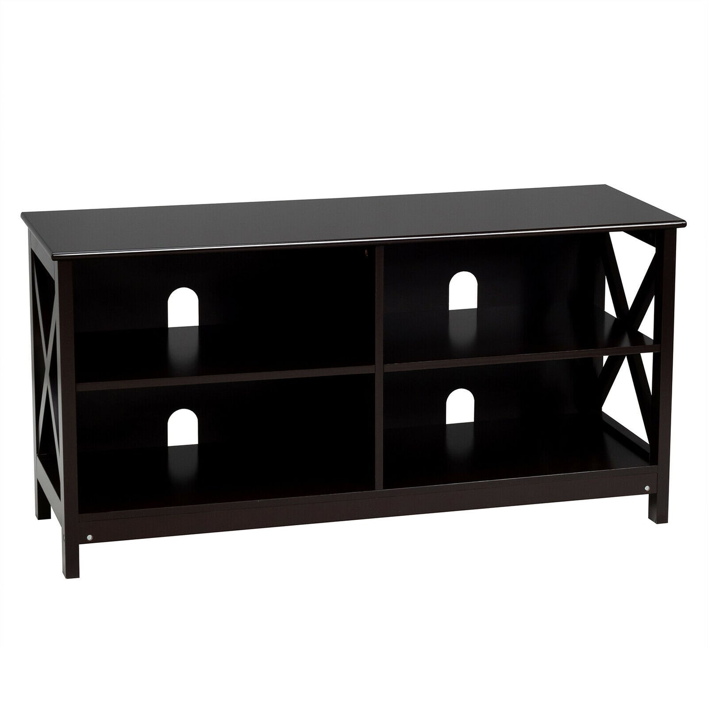 Wooden TV Stand Entertainment for TVs up to 55 Inch with X-Shaped Frame