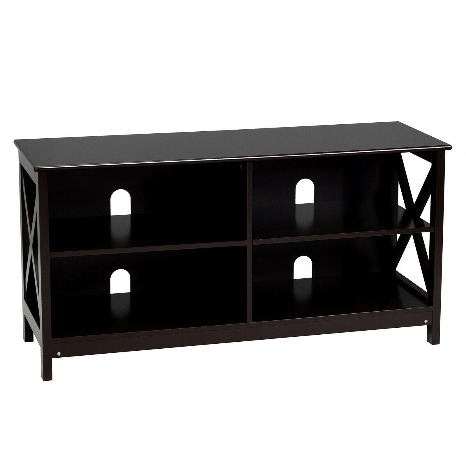 Wooden TV Stand Entertainment for TVs up to 55 Inch with X-Shaped Frame