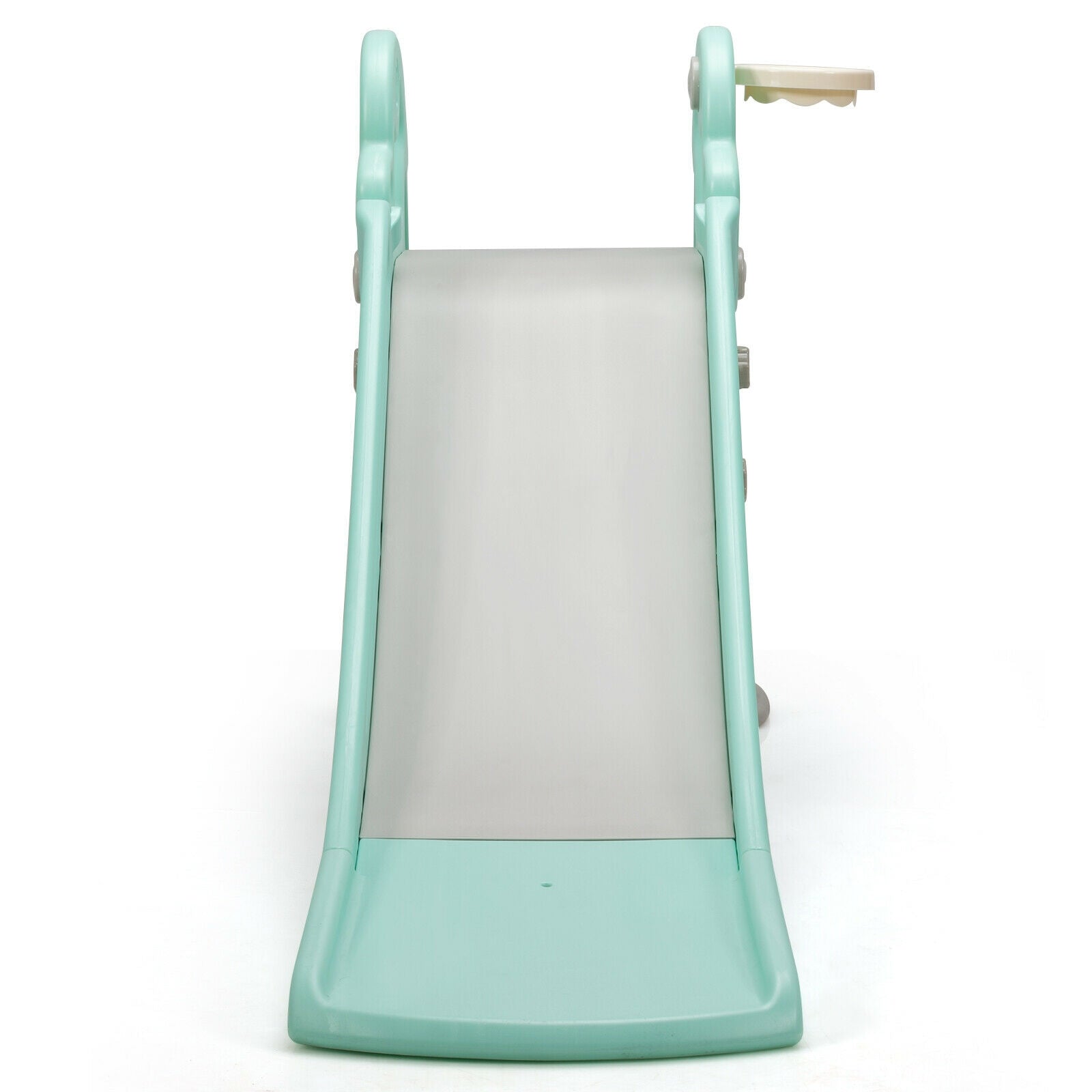 3-in-1 Kids Climber Slide Play Set with Basketball Hoop and Ball-Green
