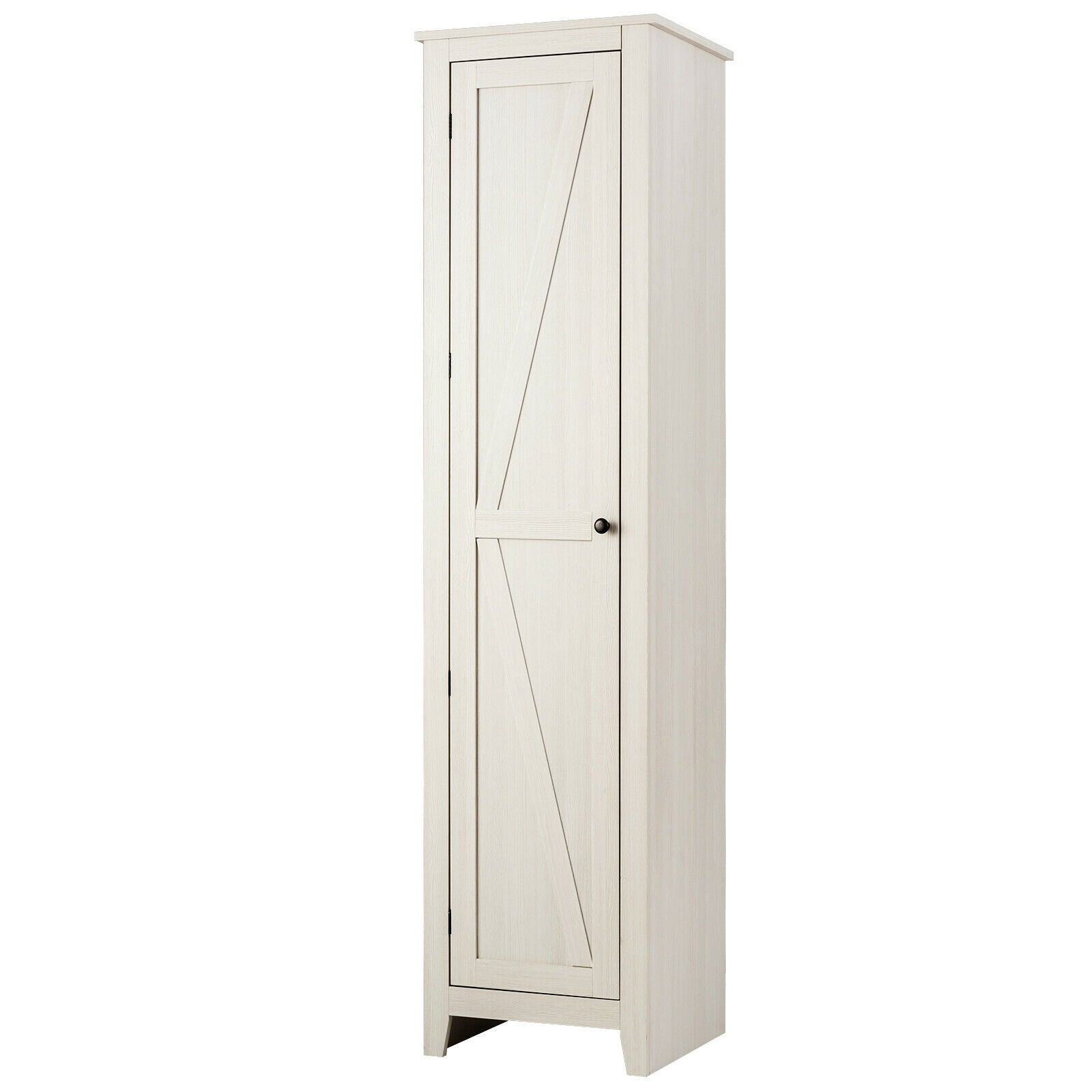 Linen Tower Bathroom Storage Cabinet Tall Slim Side Organizer with Shelf-Black - White