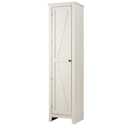 Linen Tower Bathroom Storage Cabinet Tall Slim Side Organizer with Shelf-Black - White