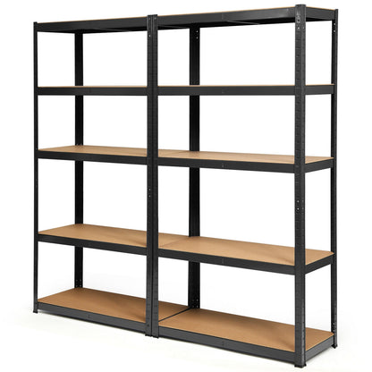 2 Pcs Storage Shelves Garage Shelving Units Tool Utility Shelves-Black