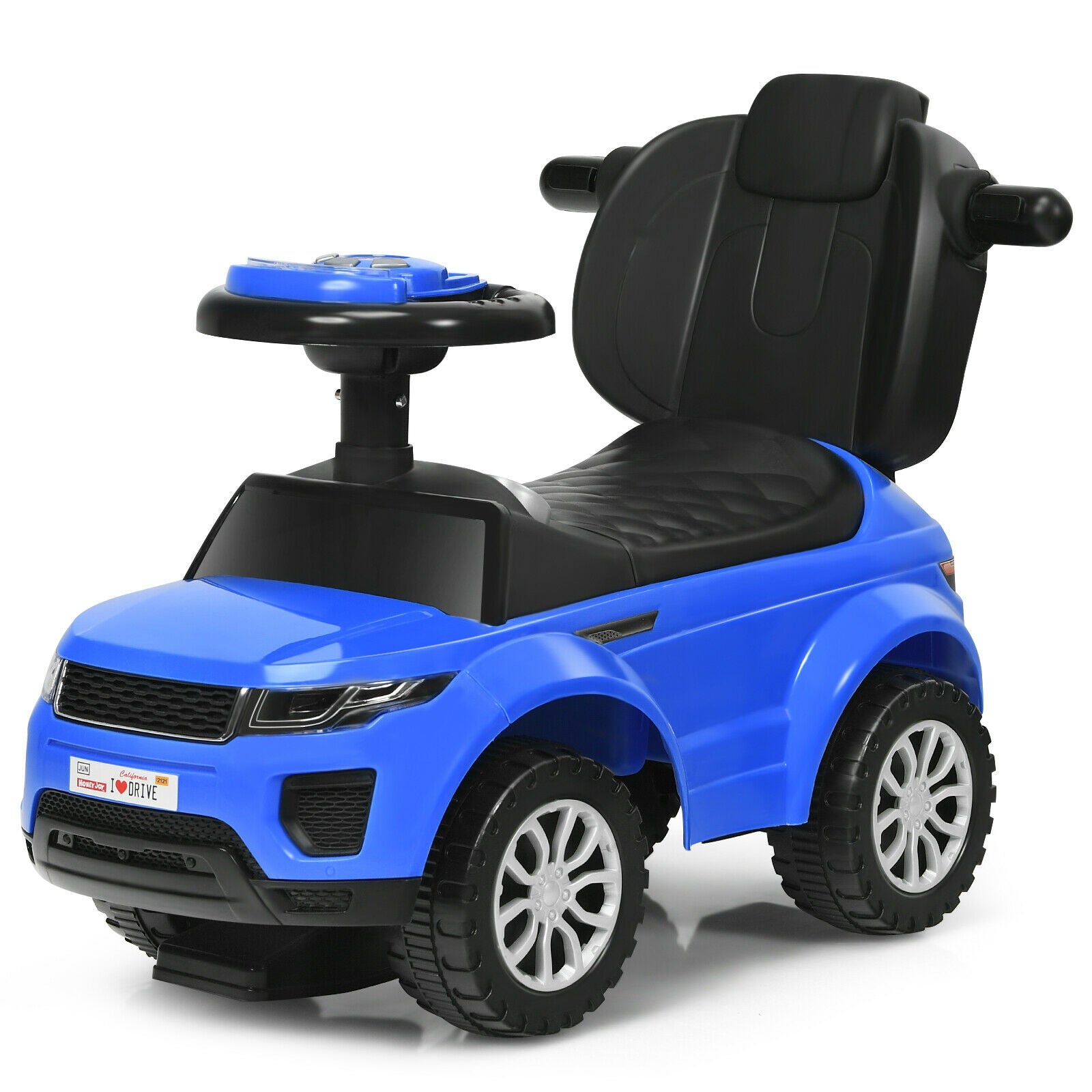 3 in 1 Ride on Push Car Toddler Stroller Sliding Car with Music-Pink - Blue