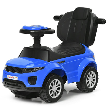 3 in 1 Ride on Push Car Toddler Stroller Sliding Car with Music-Pink - Blue