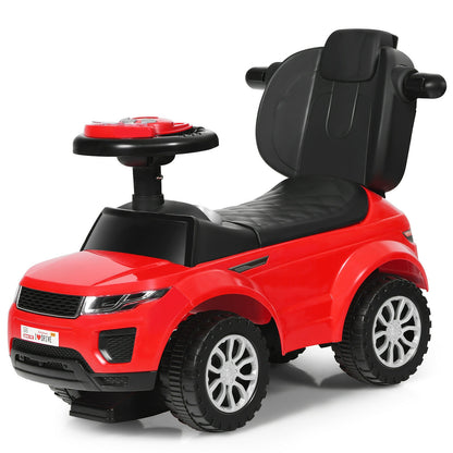 3 in 1 Ride on Push Car Toddler Stroller Sliding Car with Music-Pink - Red