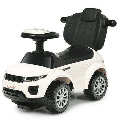 3 in 1 Ride on Push Car Toddler Stroller Sliding Car with Music-Pink - White