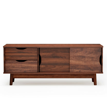 TV Stand for TV up to 60 Inch Media Console Table Storage with Doors-Walnut