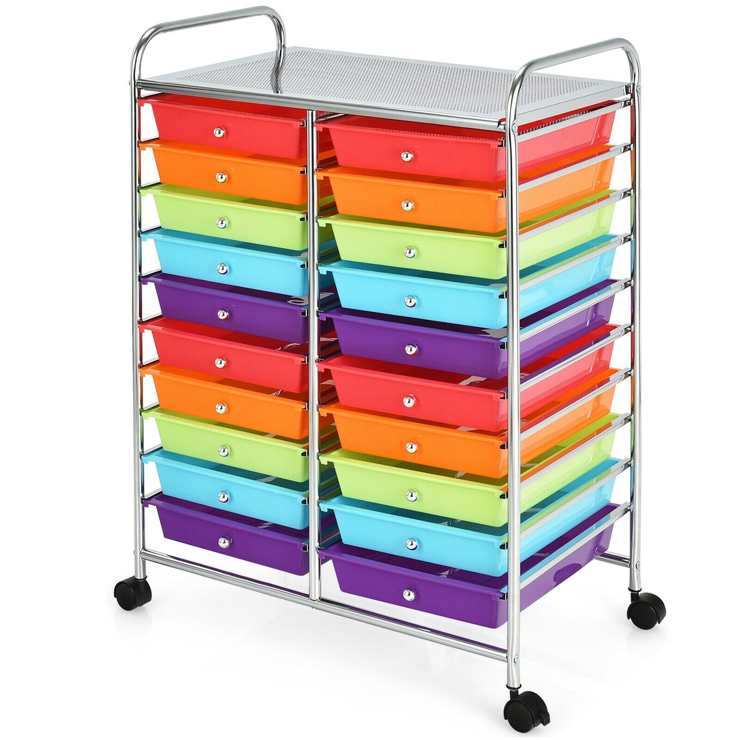 Multipurpose 20 Drawers Storage Rolling Cart Studio Organizer-Multicolor