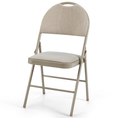 6 Pack Folding Chairs Portable Padded Office Kitchen Dining Chairs-Beige