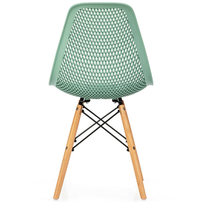 2 Pcs Modern Plastic Hollow Chair Set with Wood Leg