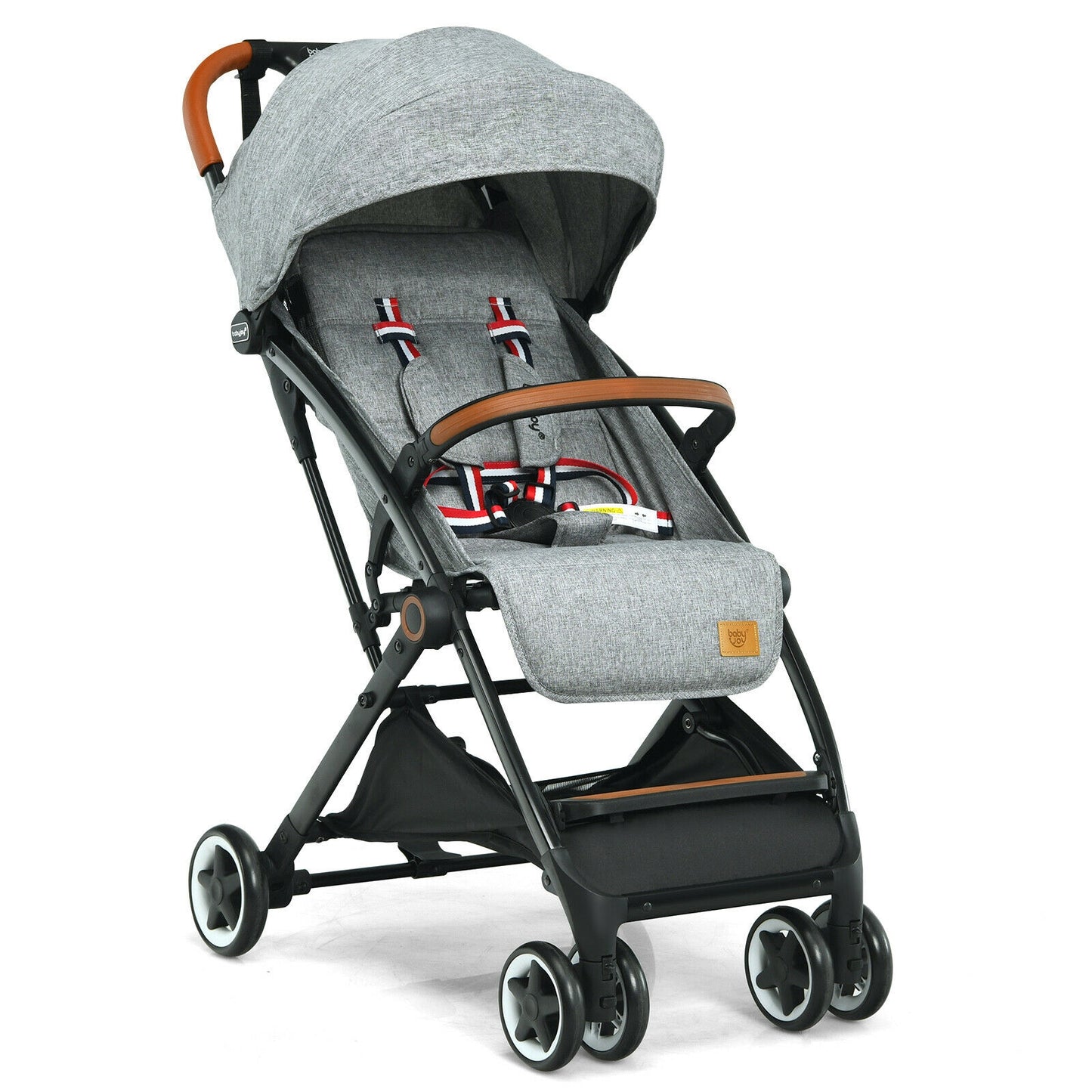 Lightweight Aluminium Frame Baby Stroller with Net-Pink - Gray