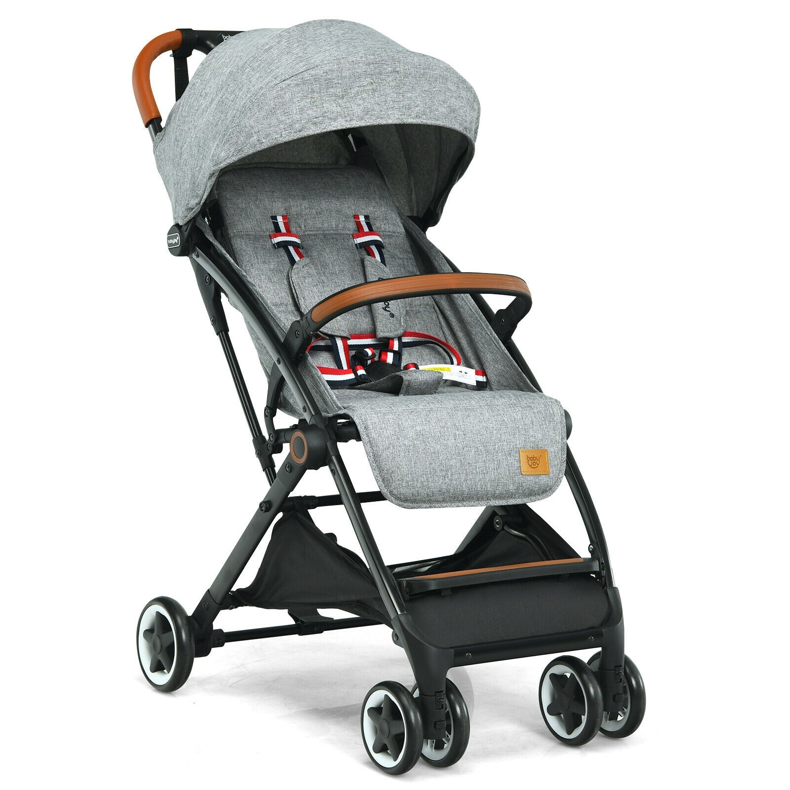 Lightweight Aluminium Frame Baby Stroller with Net-Pink - Gray