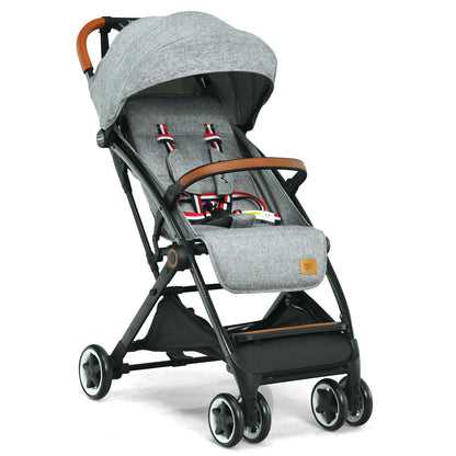 Lightweight Aluminium Frame Baby Stroller with Net-Pink - Gray