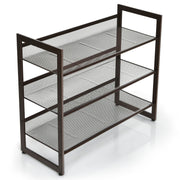 2/3/4 Tiers Flat and Slant Metal Shoe Rack for Entryway Hallway-3-Tier
