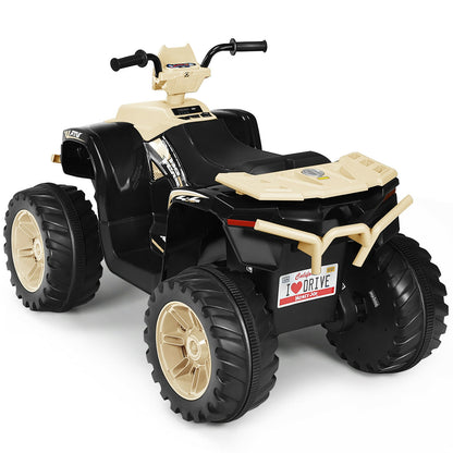12V Kids Ride on ATV with LED Lights and Treaded Tires and LED lights-Orange - Yellow