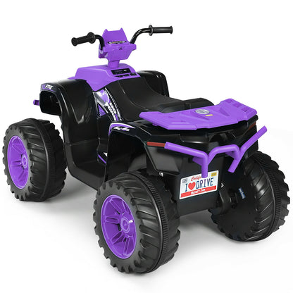 12V Kids Ride on ATV with LED Lights and Treaded Tires and LED lights-Orange - Purple