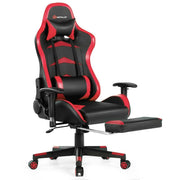 Massage Gaming Chair with Footrest-Blue - Red