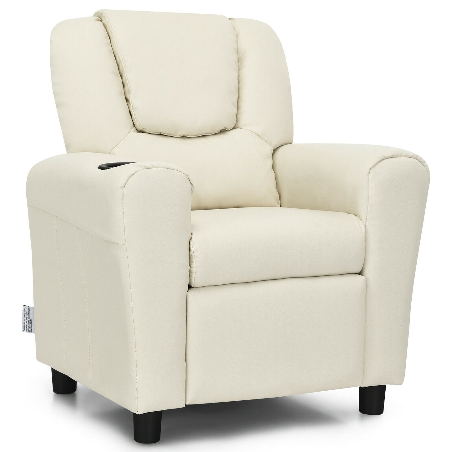 Kids Recliner Armchair Sofa-Black - Beige