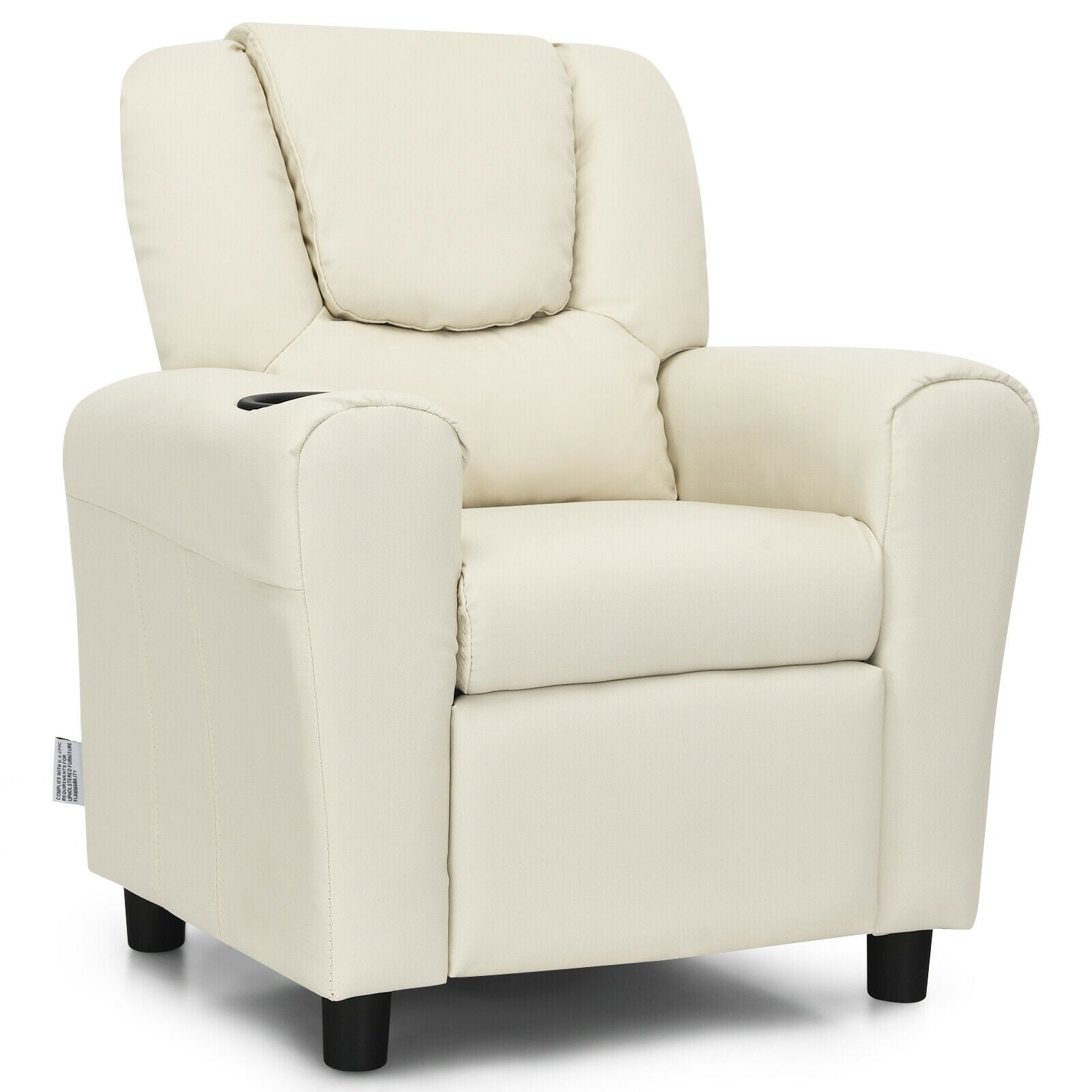 Kids Recliner Armchair Sofa-Black - Beige