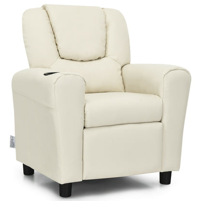 Kids Recliner Armchair Sofa-Black - Beige