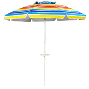 7.2 Feet Portable Outdoor Beach Umbrella with Sand Anchor and Tilt Mechanism-Multicolor
