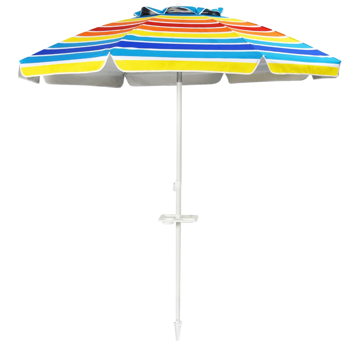 7.2 Feet Portable Outdoor Beach Umbrella with Sand Anchor and Tilt Mechanism-Navy - Multicolor