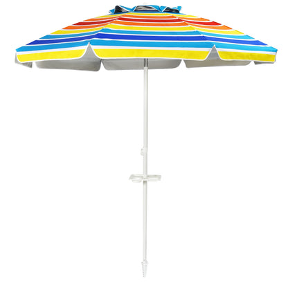7.2 Feet Portable Outdoor Beach Umbrella with Sand Anchor and Tilt Mechanism-Navy - Multicolor