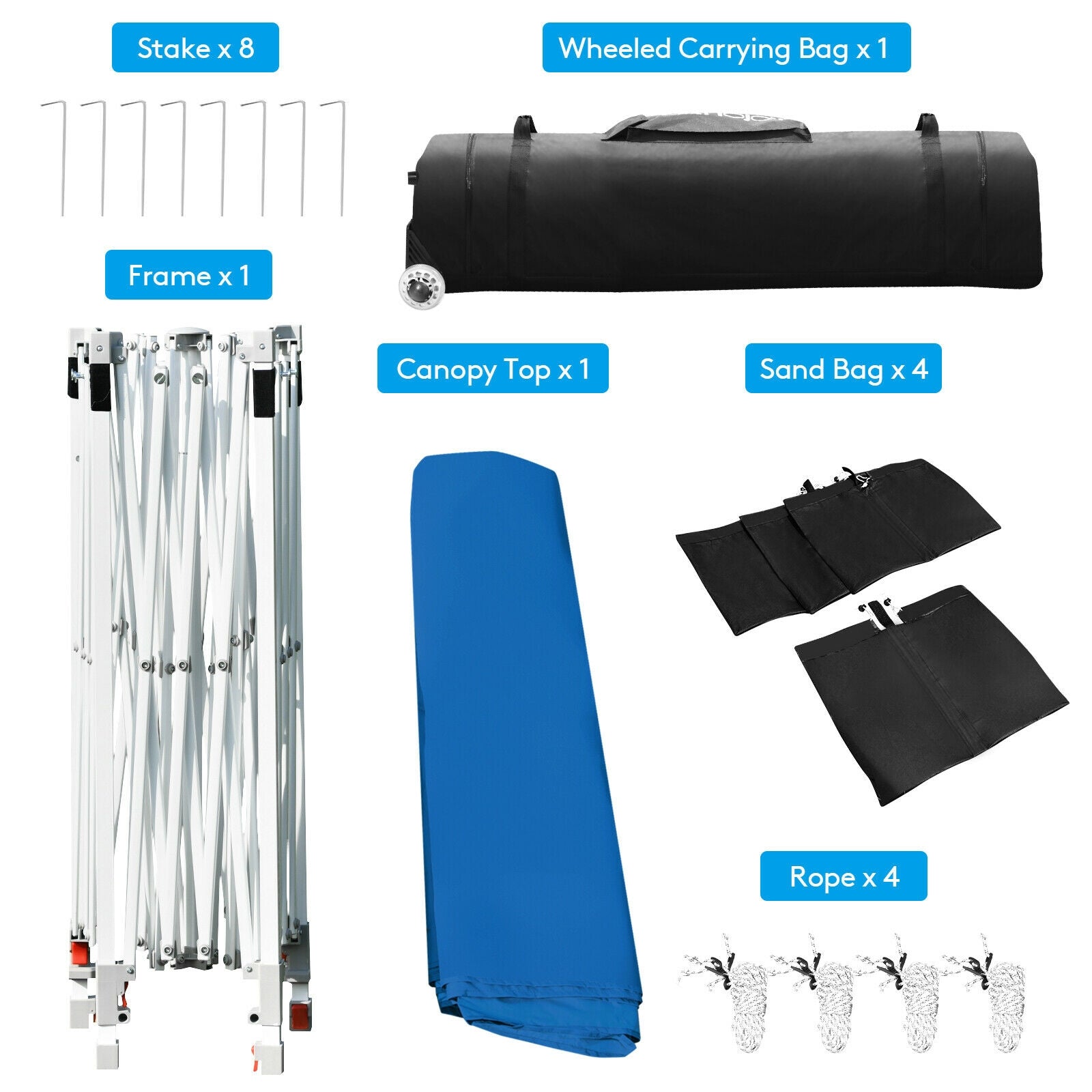 17 Feet x 10 Feet Foldable Pop Up Canopy with Adjustable Instant Sun Shelter-Blue