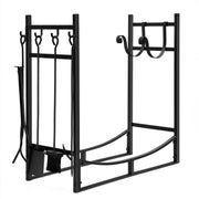 36 Inch Fireplace Log Holder with Kindling Holders and Shovel - Default