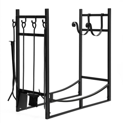 36 Inch Fireplace Log Holder with Kindling Holders and Shovel - Default