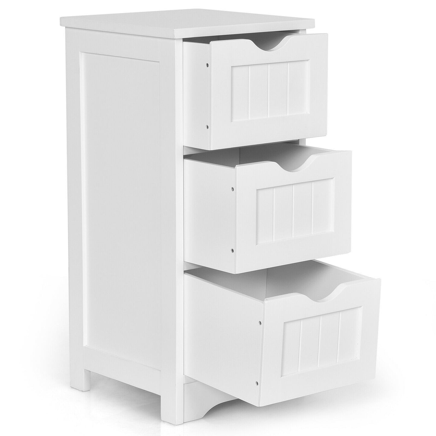 Bathroom Wooden Free Standing Storage Side Floor Cabinet Organizer-3-Tier.