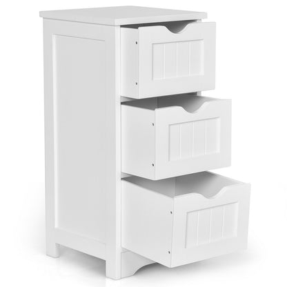 Bathroom Wooden Free Standing Storage Side Floor Cabinet Organizer-3-Tier.