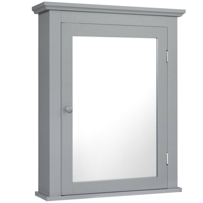 Bathroom Wall Mounted Storage Mirror Medicine Cabinet - Gray