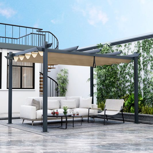 10 x 13 Feet Outdoor Aluminum Retractable Pergola Canopy Shelter