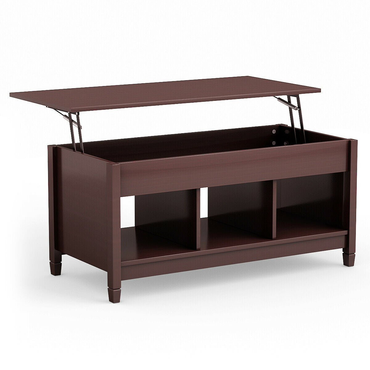 Coffee Table with Hidden Storage Compartment-Coffee - Coffee
