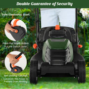 12-AMP 13.5 Inch Adjustable Electric Corded Lawn Mower with Collection Box-Green