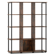 12-Cube Bookcase with 2 Anti-tipping Kits for Living Room-Rustic Brown