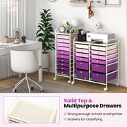12-Drawer Rolling Storage Cart with Removable Drawers and Lockable Wheels-Purple