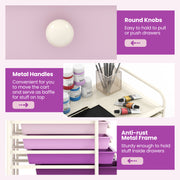 12-Drawer Rolling Storage Cart with Removable Drawers and Lockable Wheels-Purple