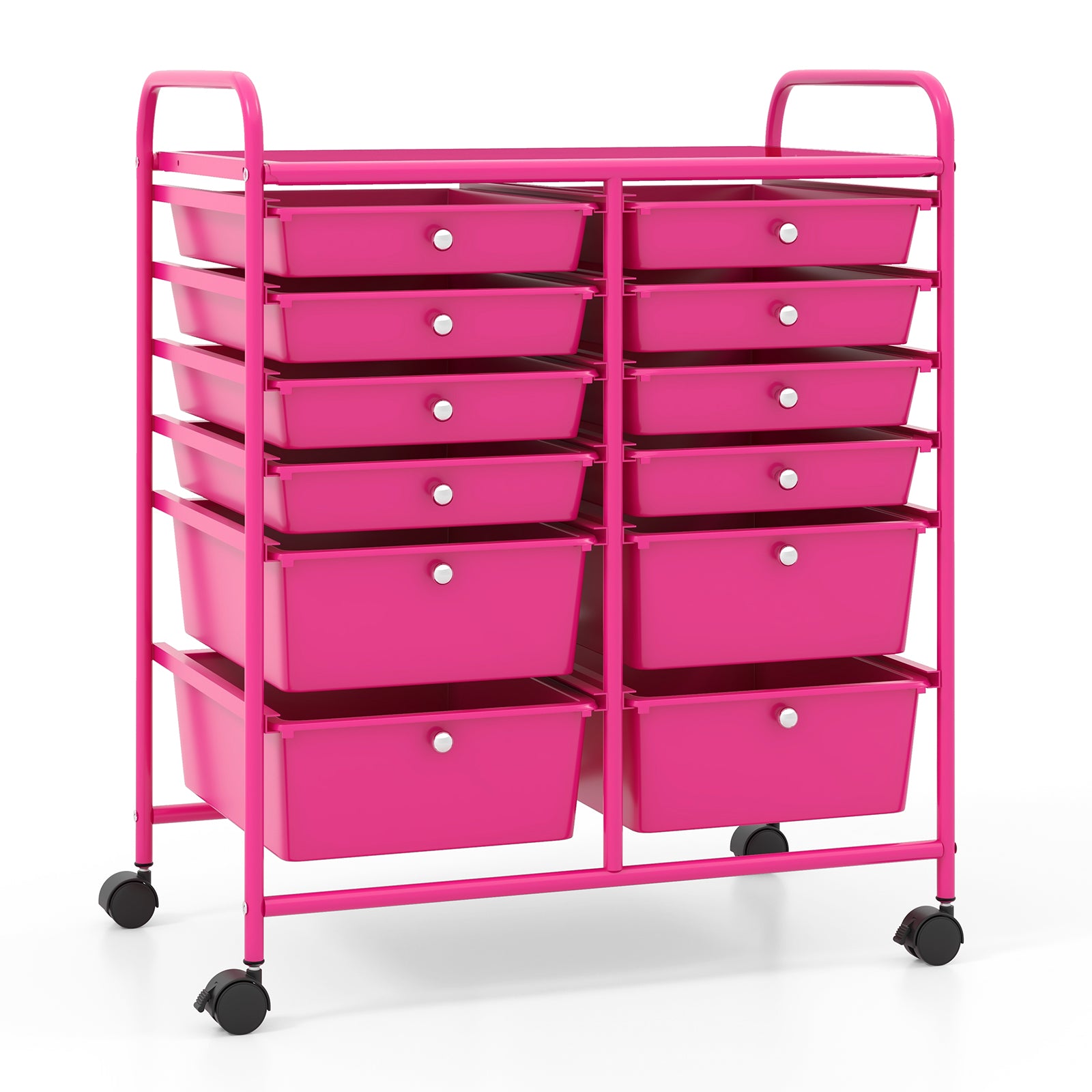 12 Drawers Rolling Cart Storage Scrapbook Paper Organizer Bins-Yellow - Rose Red