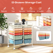 12 Drawers Rolling Cart Storage Scrapbook Paper Organizer Bins-Deep Multicolor
