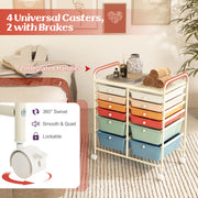 12 Drawers Rolling Cart Storage Scrapbook Paper Organizer Bins-Deep Multicolor
