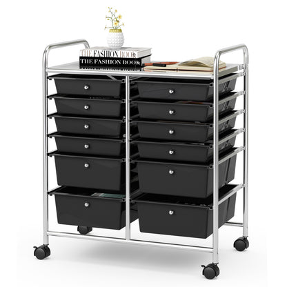 12 Storage Drawer Organizer Bins Rolling Cart